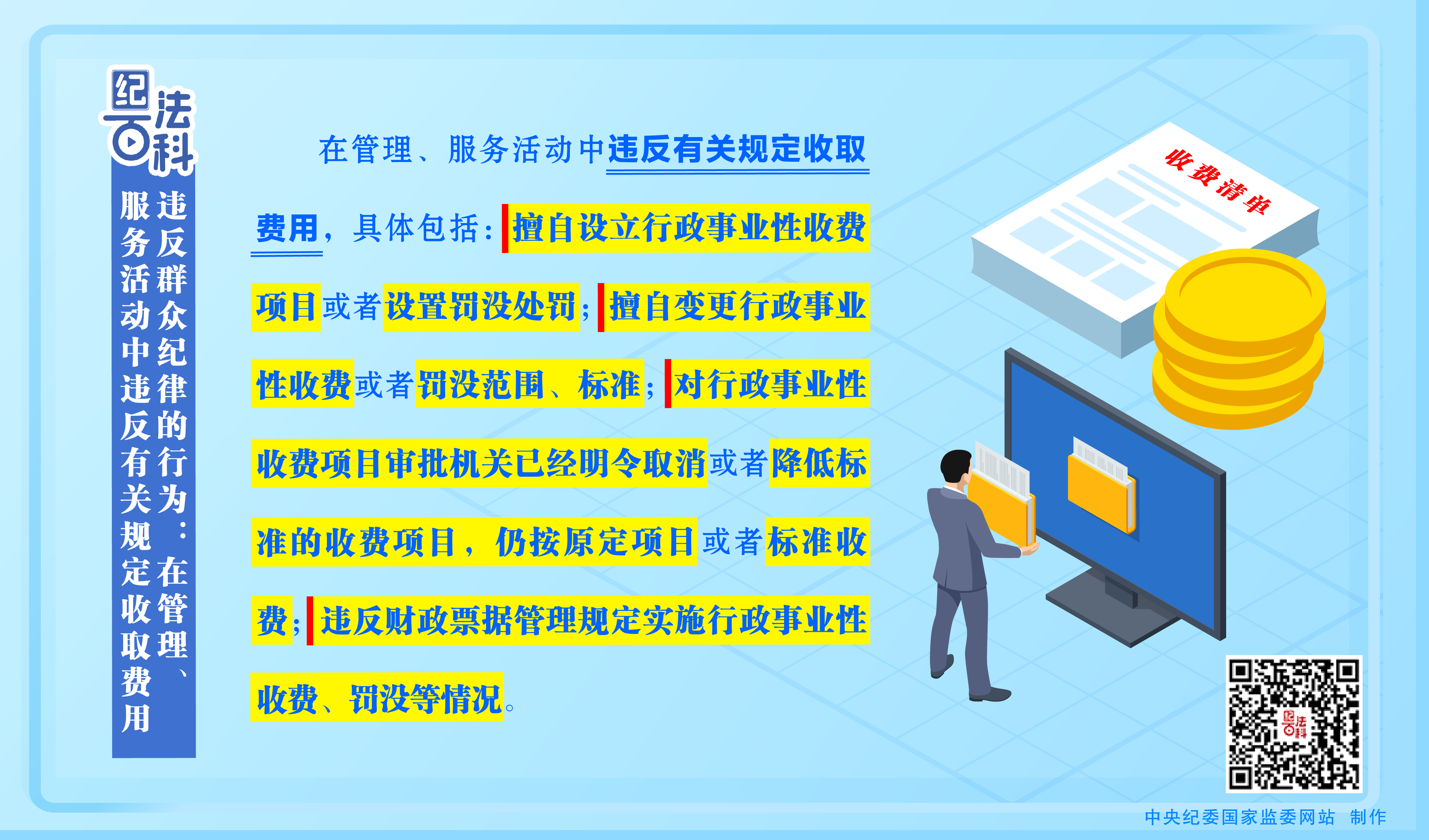 紀法百科丨違反群眾紀律的行為：在管理、服務活動中違反有關規定收取費用