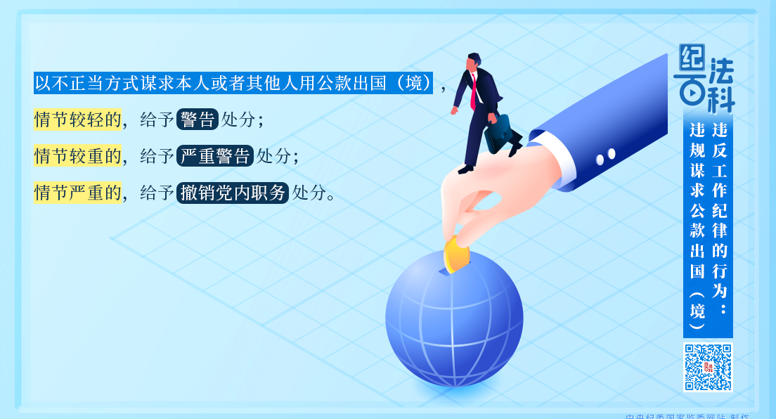 紀法百科丨違反工作紀律的行為：違規謀求公款出國（境）